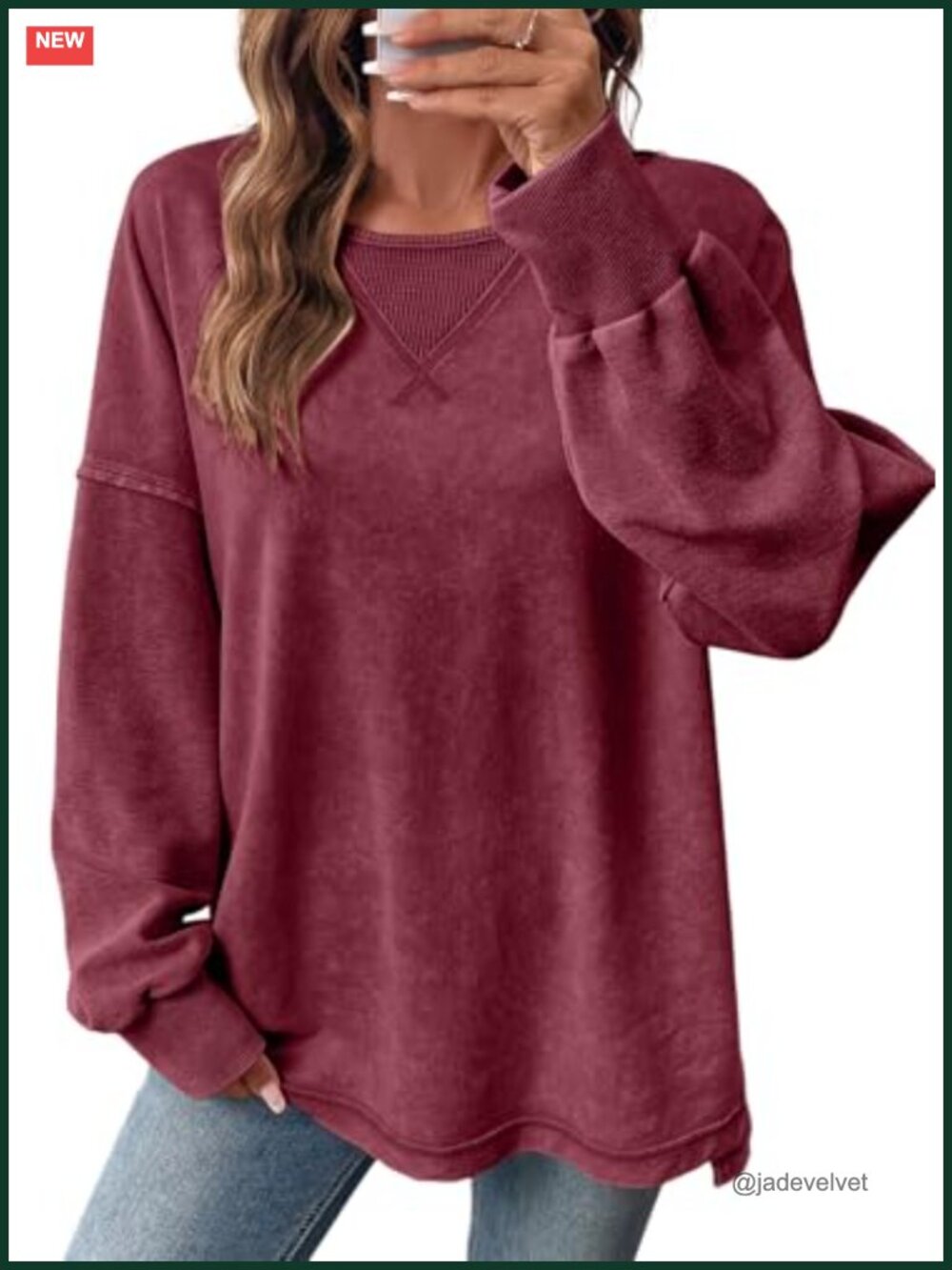 Women's Long Sleeve Crewneck Cotton Blend Pullover Sweatshirt